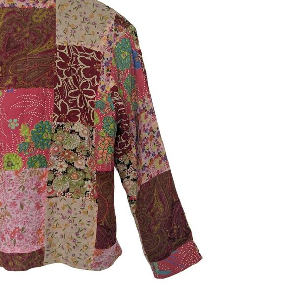 VTG Casual Studio Quilted Floral Patchwork Blazer Coat Artsy Wearable Art Small - Picture 7 of 15